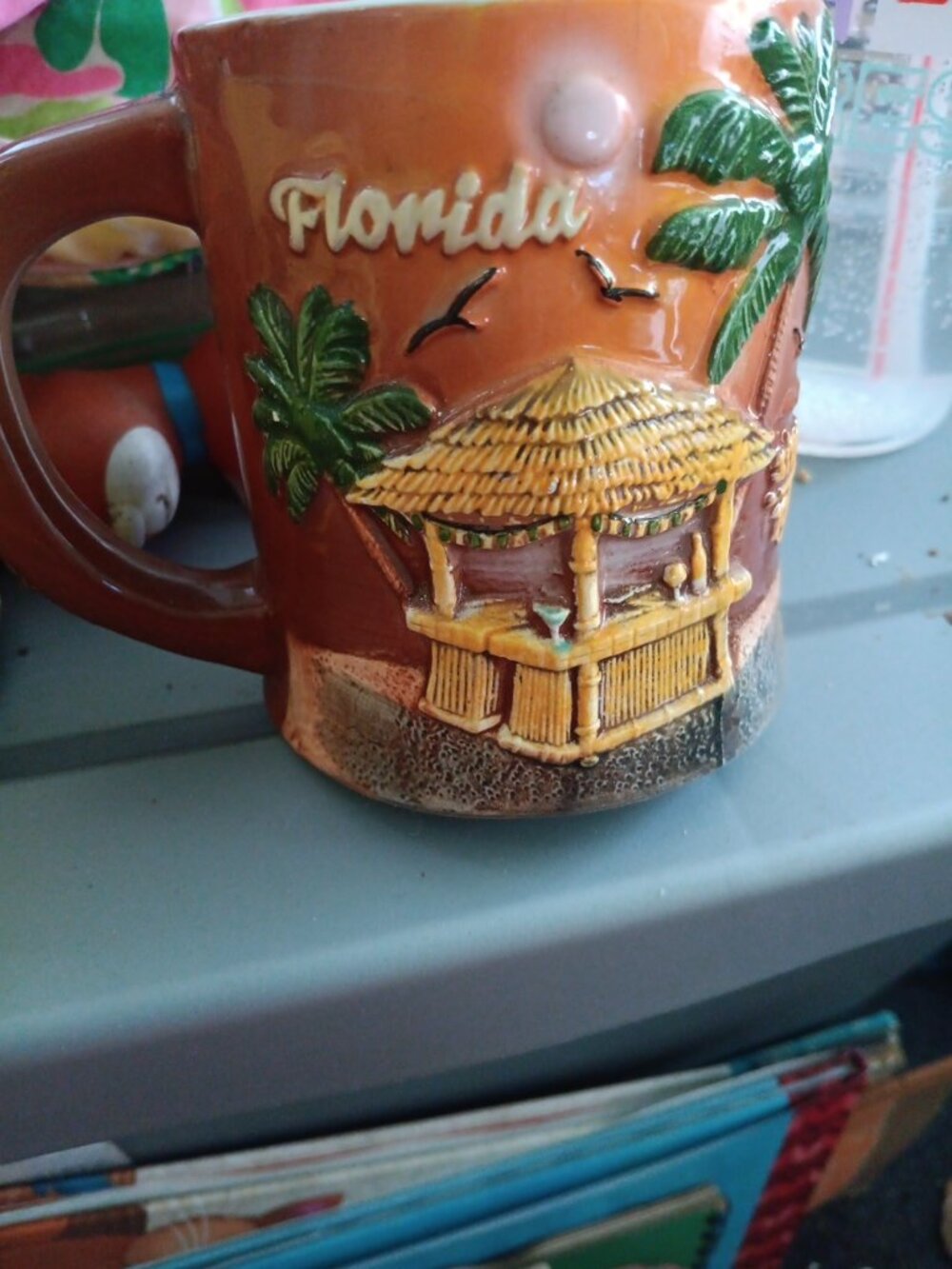 Florida Coffee Mug Fort Lauderdale Tiki 3d raised affect brown mug